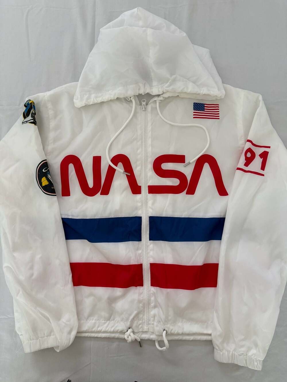 Chemistry NASA Space Shuttle Patch Windbreaker Jacket White Size Youth L